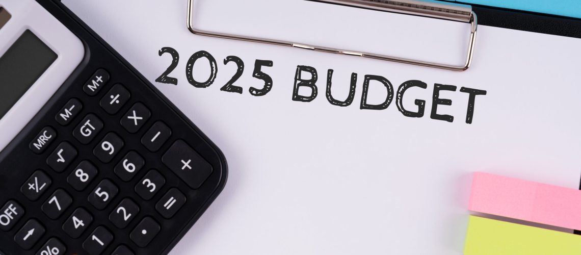 2025 budget text on clipboard business and financial concept